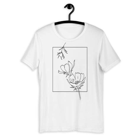 Line Art Shirt Aesthetic Clothing Graphic Shirt Botanical Etsy Art