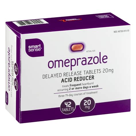 Smart Sense Omeprazole Delayed Release Tablets 20mg Acid Reducer 42 Ct