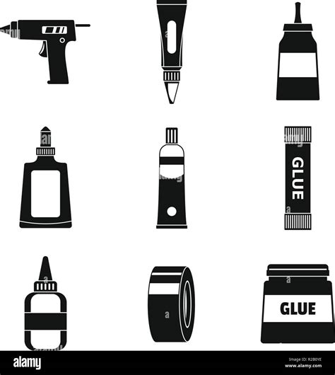 Glue Stick Adhesive Icons Set Simple Illustration Of 9 Glue Stick