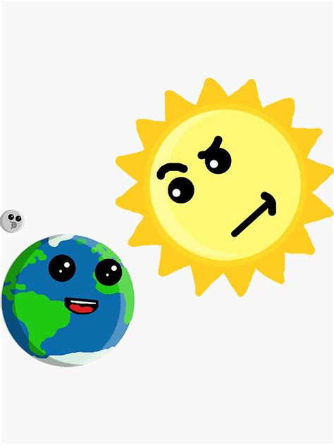 "Sun & Earth Cartoon" Sticker by EZDesign | Redbubble