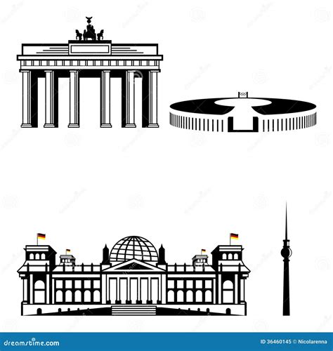 Berlin Famous Monument Icon Set Stock Vector Illustration Of