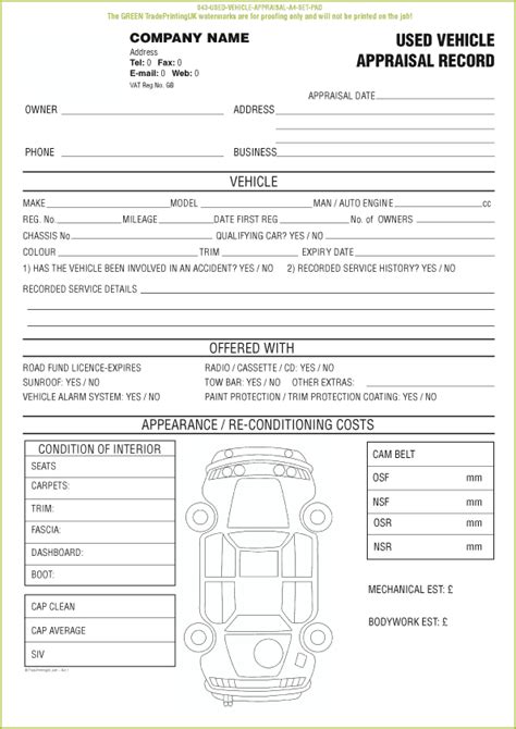 6 Car Appraisal Forms Pdf Word Excel Templates