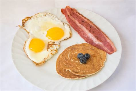 Turkey Bacon Sunny Side Up Pancake Ready For Breakfast Stock Photo