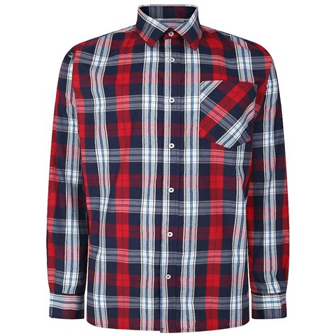 Bigdude Long Sleeve Check Shirt Red Tall Bigdude