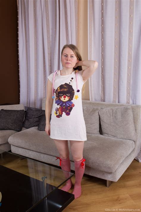 Lovely Blonde Girl Gina Lin Strips Naked And Presents Her Muff In Solo Action Coedcherry