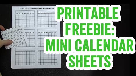 Free Mini Monthly Calendar Printable