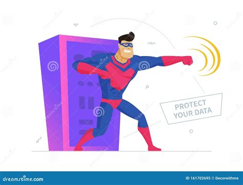 Cyber Security Metaphor Flat Design Style Vector Illustration Stock