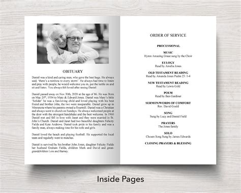 4 Page Modern Funeral Program Template – Funeral Templates