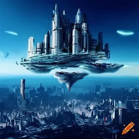 A Futuristic City Floating In The Clouds High Quality K Definition