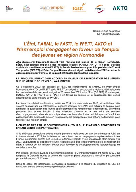 Calaméo LÉtat lARML le FASTT le FPE TT AKTO et Prismemploi s