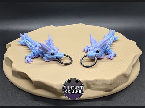 D Printed Articulated Crystal Dragon Tadling Keychain Backpack