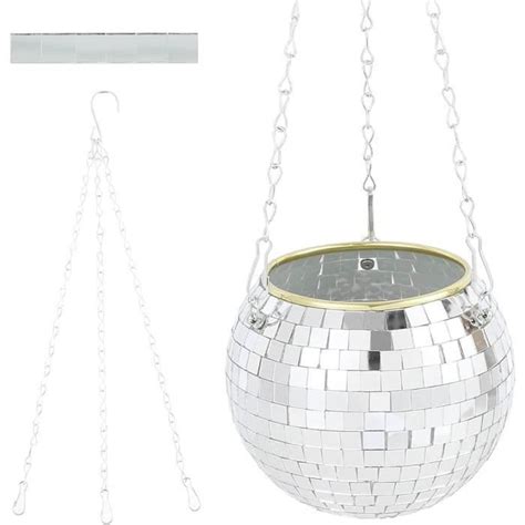 Pot De Fleurs En Forme De Boule Disco Pots Suspen E Oir Argent