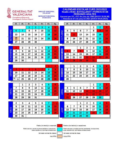 Calendario Escolar 2021 2022