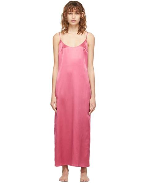 La Perla Silk Slip Mid Length Dress In Pink Lyst