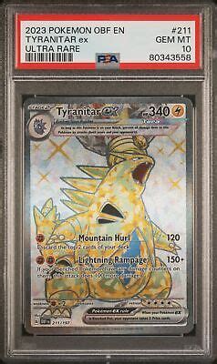 Psa Gem Mint Pokemon Obsidian Flames Tyranitar Ex Ultra Rare Fa