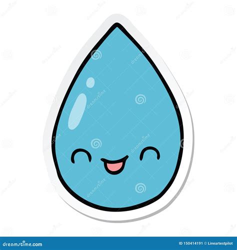 Gota De Chuva Desenho - Adesivo De Um Desenho Animado, Gota De Chuva Fofa Ilustração do Vetor ...