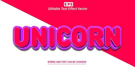 Premium Vector Unicorn 3d Editable Text Effect Vector With Background