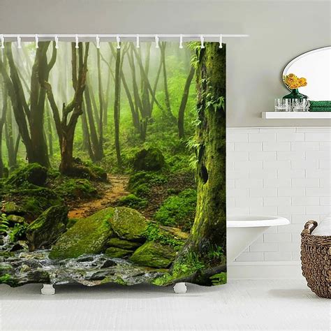 Tropical Rainforest Forest Shower Curtains Bathroom Curtain 3d Natural