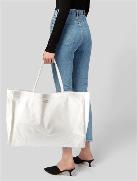 Acne Studios Coated Canvas Tote Bag White Totes Handbags Acn