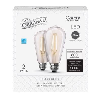 Feit Electric St19 E26 Medium Filament Led Bulb Soft White 60 Watt