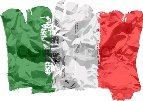 Italy flag painted by brush hand paints. Art flag. Watercolor flag Italy. Italian art flag ...