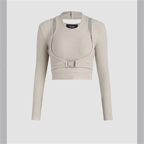 Cider Nude Buckle Top Worn Once Stretchy Depop
