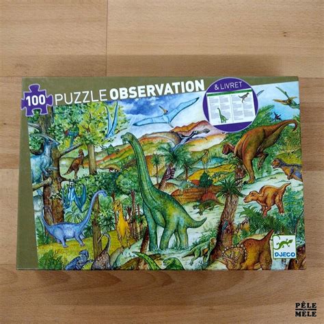 Puzzle Observation Dinosaures 100 pièces 1 livret Pêle Mêle