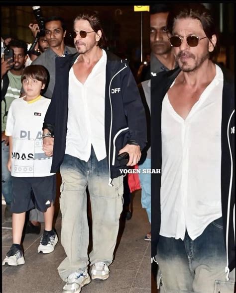 SRK spotted at the airport with his son AbRam : r/BollyBlindsNGossip