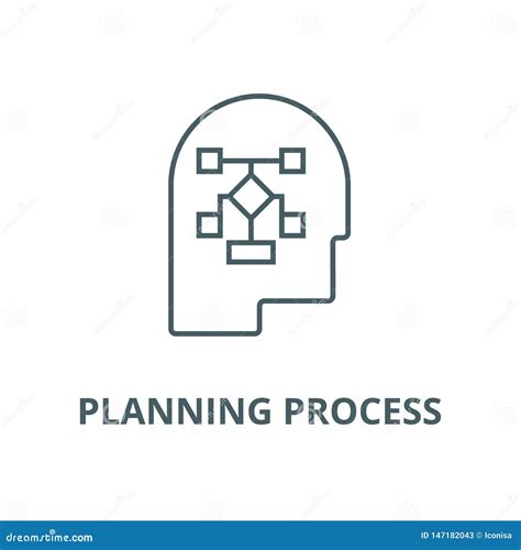 Planning Process Head Vector Line Icon Linear Concept Outline Sign