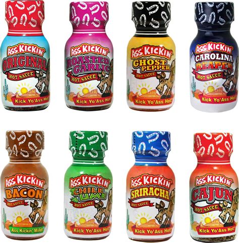 Amazon ASS KICKIN Premium Hot Sauce Travel Size Mini Bottles 8 Pack Gift Set With 75