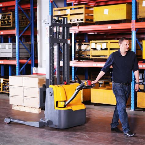 Apollolift Lb Full Electric Pallet Stacker Walk Behind Straddle