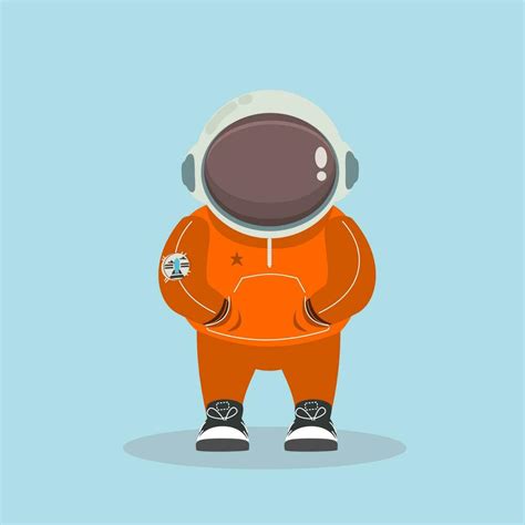 Cute cool astronaut wearing helmet orange sweater vector illustration ...