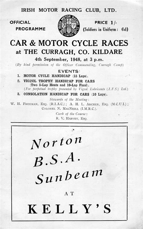 Curragh Circuit The Motor Racing Programme Covers Project