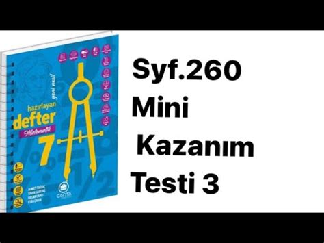 7 SINIF ÇANTA DEFTER S 260 MİNİ KAZANIM TESTİ 3 YouTube