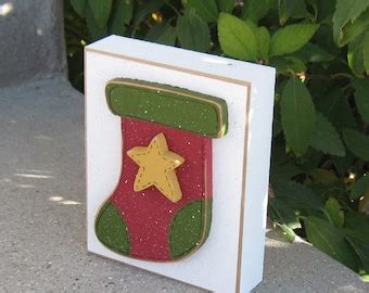 Christmas Tree Block For Noel Shelf Desk Office Mantle And Etsy