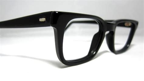 Vintage 50s Mens Eyeglasses Black Horn Rim Mad Men Frames