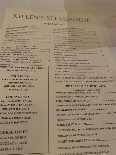 Killen's Steakhouse Menu in Shenandoah, TX | Order Delivery & Reviews