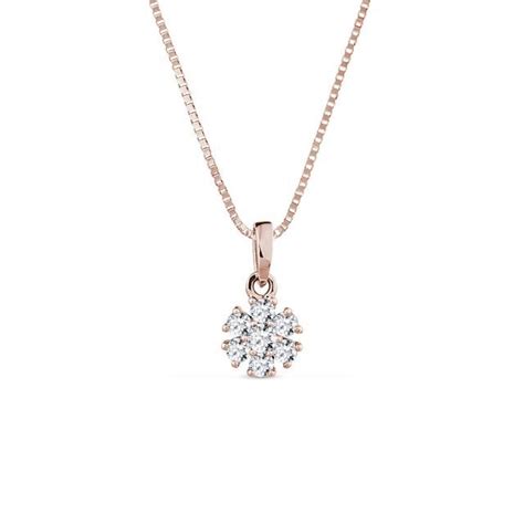 Diamond Flower Pendant Necklace In Rose Gold Klenota