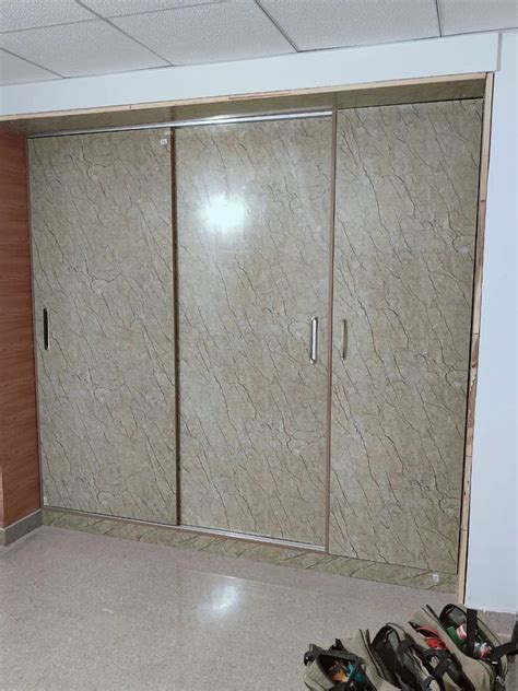 3 Door Plywood Sliding Wall Mount Wardrobe Without Mirror At Rs 900 Sq