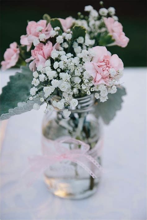 Backyard Pink Gray And Lace Wedding Weddingchicks Mason Jar