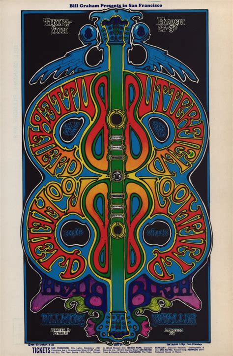 The Paul Butterfield Blues Band Vintage Concert Poster From Fillmore