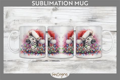 Christmas Zebra V4 Entangled In Lights Mug Wrap Sublimation