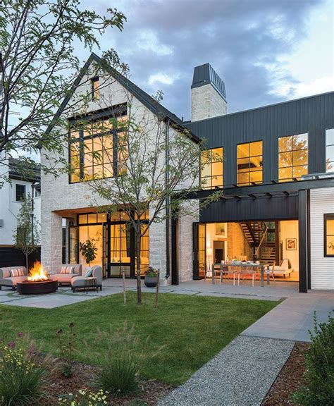 Modern Farmhouse in Denver with Outdoor Patio and Fire Pit