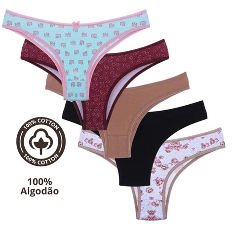 Kit C Calcinha Fio Dental Conforto Lingerie Sexy Shopee Brasil