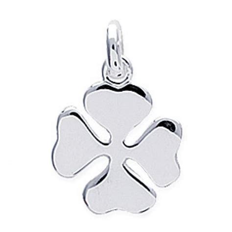 Pendentif Trèfle à 4 feuilles Argent Rhodié Porte bonheur