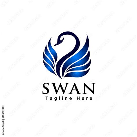 Abstract Flying Swan Bird Logo Stock Vector Adobe Stock