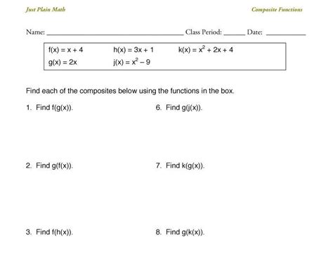 Worksheet On Composition Of Functions Printable Calendars At A Glance