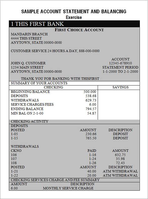 Free Sample Bank Statement Templates In Pdf Ms Word Excel