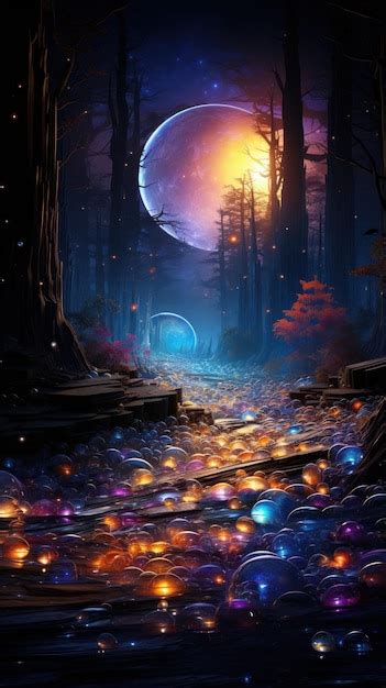 Premium AI Image | night forest illustration HD 8K wallpaper Stock ...