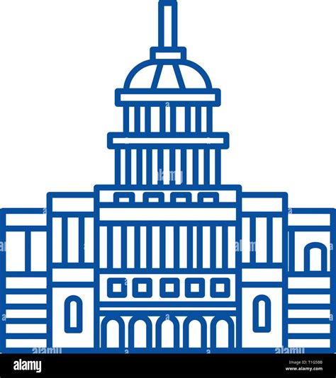 Capitol Usa Line Icon Concept Capitol Usa Flat Vector Symbol Sign